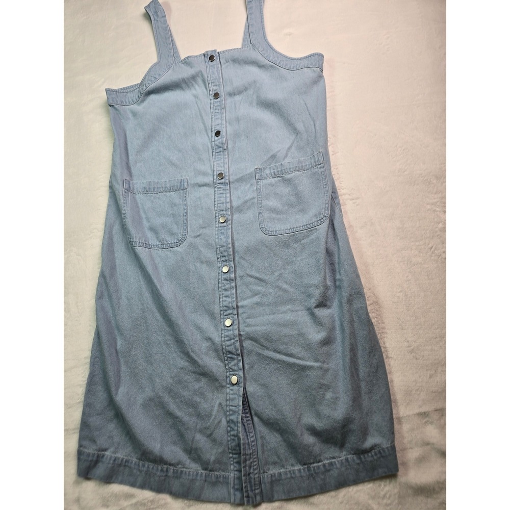 Blair Womens Light Wash Denim Button Front Jumper Dress Blue Cotton Small